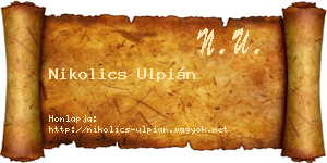 Nikolics Ulpián névjegykártya